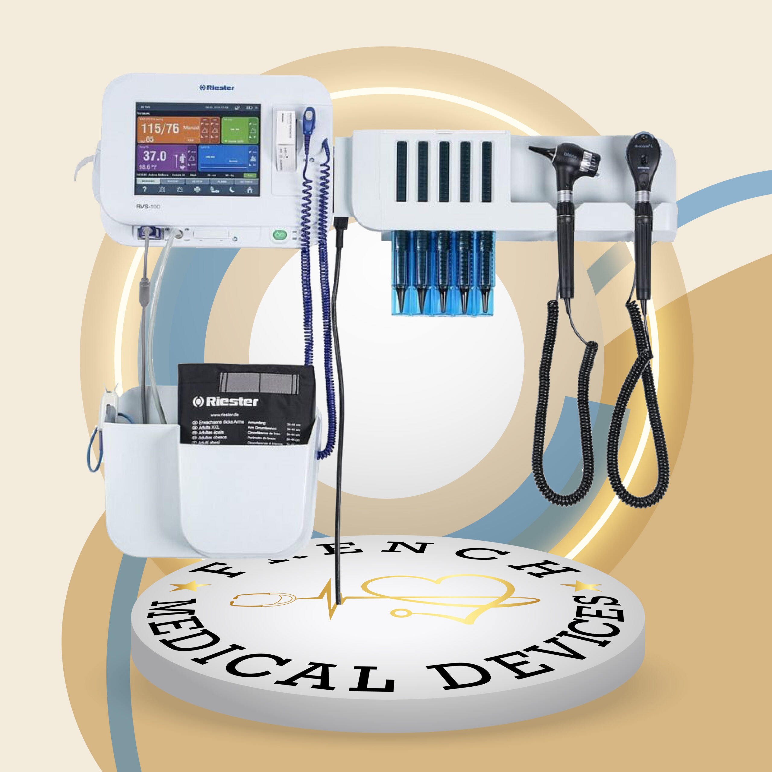 Riester RVS-200 Advanced Vital Signs Monitor with Wall Diagnostic System